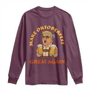 Make Oktoberfest Great Again Long Sleeve Shirt Funny Trump Bavarian Costume Party Beer Festival TS02 Maroon Print Your Wear