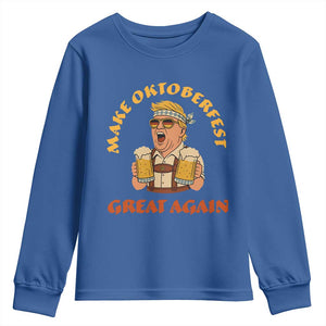 Make Oktoberfest Great Again Youth Sweatshirt Funny Trump Bavarian Costume Party Beer Festival TS02 Royal Blue Print Your Wear