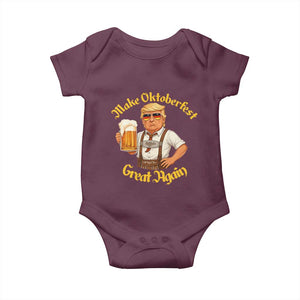 Make Oktoberfest Great Again Baby Onesie Funny Trump Bavarian Beer Festival Drinking Party TS02 Maroon Print Your Wear