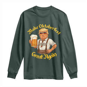 Make Oktoberfest Great Again Long Sleeve Shirt Funny Trump Bavarian Beer Festival Drinking Party TS02 Dark Forest Green Print Your Wear
