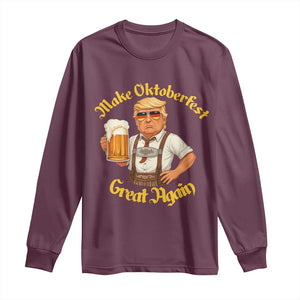 Make Oktoberfest Great Again Long Sleeve Shirt Funny Trump Bavarian Beer Festival Drinking Party TS02 Maroon Print Your Wear