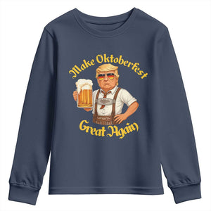Make Oktoberfest Great Again Youth Sweatshirt Funny Trump Bavarian Beer Festival Drinking Party TS02 Navy Print Your Wear