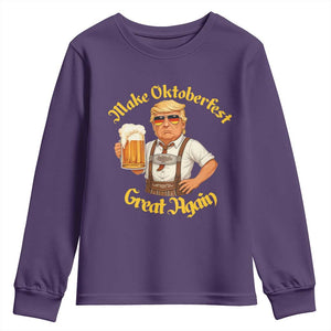 Make Oktoberfest Great Again Youth Sweatshirt Funny Trump Bavarian Beer Festival Drinking Party TS02 Purple Print Your Wear