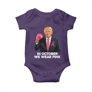 Support Breast Cancer Trump Baby Onesie In October We Wear Pink Boxing Glove Warrior Fight TS02 Purple Print Your Wear