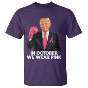 Support Breast Cancer Trump T Shirt In October We Wear Pink Boxing Glove Warrior Fight TS02 Purple Print Your Wear