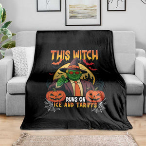 Funny Sarcastic Trump Witch Throw Blanket This Witch Runs On Ice and Tariffs Political Satire TS02 Print Your Wear