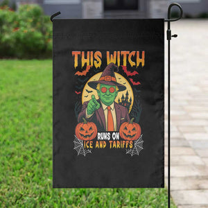 Funny Sarcastic Trump Witch Garden Flag This Witch Runs On Ice and Tariffs Political Satire TS02 Print Your Wear