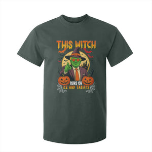 Funny Sarcastic Trump Witch T Shirt For Kid This Witch Runs On Ice and Tariffs Political Satire TS02 Dark Forest Green Print Your Wear
