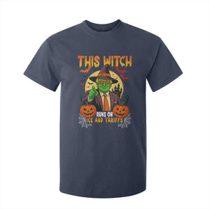 Funny Sarcastic Trump Witch T Shirt For Kid This Witch Runs On Ice and Tariffs Political Satire TS02 Navy Print Your Wear