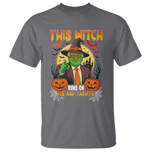 Funny Sarcastic Trump Witch T Shirt This Witch Runs On Ice and Tariffs Political Satire TS02 Charcoal Print Your Wear