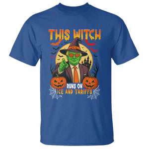 Funny Sarcastic Trump Witch T Shirt This Witch Runs On Ice and Tariffs Political Satire TS02 Royal Blue Print Your Wear