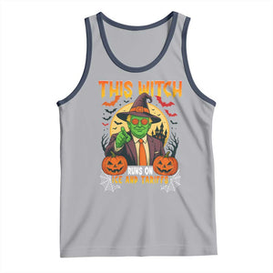Funny Sarcastic Trump Witch Tank Top This Witch Runs On Ice and Tariffs Political Satire TS02 Athletic Heather Navy Print Your Wear