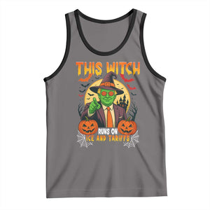 Funny Sarcastic Trump Witch Tank Top This Witch Runs On Ice and Tariffs Political Satire TS02 Deep Heather Black Print Your Wear