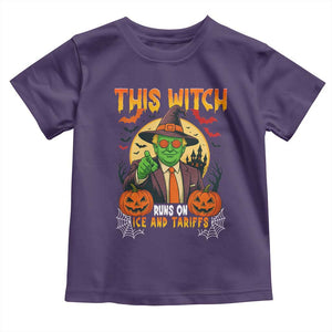 Funny Sarcastic Trump Witch Toddler T Shirt This Witch Runs On Ice and Tariffs Political Satire TS02 Purple Print Your Wear