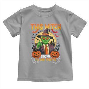 Funny Sarcastic Trump Witch Toddler T Shirt This Witch Runs On Ice and Tariffs Political Satire TS02 Sport Gray Print Your Wear