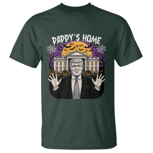 Funny Trump Halloween T Shirt Daddy Home White House Spooky Season TS02 Dark Forest Green Print Your Wear