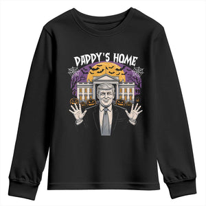 Funny Trump Halloween Youth Sweatshirt Daddy Home White House Spooky Season TS02 Black Print Your Wear