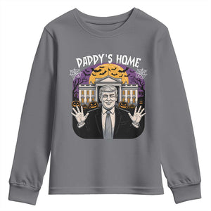 Funny Trump Halloween Youth Sweatshirt Daddy Home White House Spooky Season TS02 Charcoal Print Your Wear