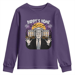 Funny Trump Halloween Youth Sweatshirt Daddy Home White House Spooky Season TS02 Purple Print Your Wear