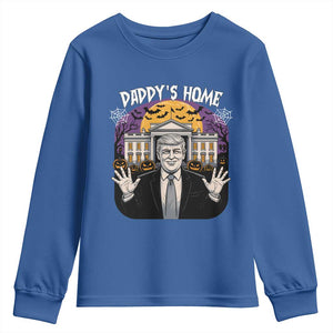 Funny Trump Halloween Youth Sweatshirt Daddy Home White House Spooky Season TS02 Royal Blue Print Your Wear