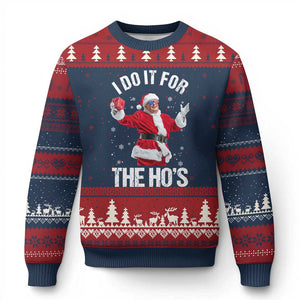 Funny Trump Santa Christmas Ugly Christmas Sweater I Do It For The Hos Holiday Gift TS02 Navy Red Print Your Wear