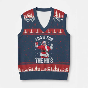 Funny Trump Santa Xmas V-Neck Knit Sweater Vest I Do It For The Hos Holiday Gift TS02 Navy Red Print Your Wear
