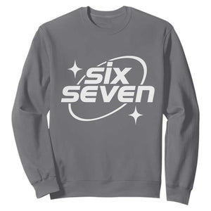 Funny Six Seven Sweatshirt Cool 67 Meme Y2K Gen Alpha Slang TS02 Charcoal Print Your Wear