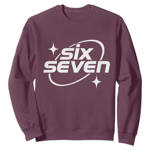 Funny Six Seven Sweatshirt Cool 67 Meme Y2K Gen Alpha Slang TS02 Maroon Print Your Wear