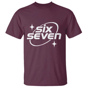 Funny Six Seven T Shirt Cool 67 Meme Y2K Gen Alpha Slang TS02 Maroon Print Your Wear