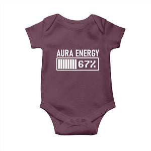 Funny Aura Energy at 67 Baby Onesie Six Seven Viral Meme 6 7 Gen Alpha Slang TS02 Maroon Print Your Wear