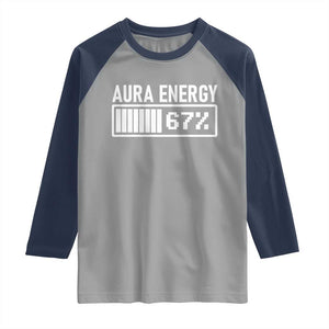 Funny Aura Energy at 67 Raglan Shirt Six Seven Viral Meme 6 7 Gen Alpha Slang TS02 Sport Gray Navy Print Your Wear