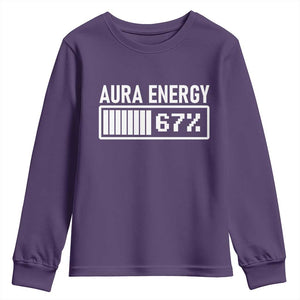 Funny Aura Energy at 67 Youth Sweatshirt Six Seven Viral Meme 6 7 Gen Alpha Slang TS02 Purple Print Your Wear