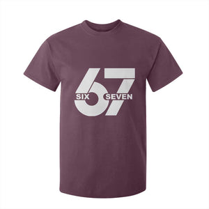 Funny Six Seven 67 Meme T Shirt For Kid Bold Graphic TS02 Maroon Print Your Wear