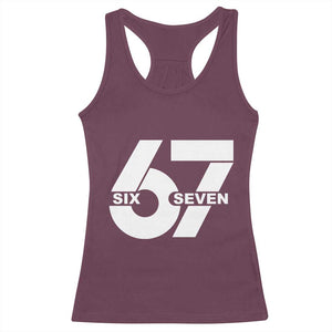 Funny Six Seven 67 Meme Racerback Tank Top Bold Graphic TS02 Maroon Print Your Wear