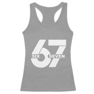 Funny Six Seven 67 Meme Racerback Tank Top Bold Graphic TS02 Sport Gray Print Your Wear