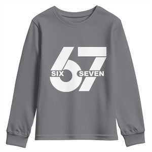 Funny Six Seven 67 Meme Youth Sweatshirt Bold Graphic TS02 Charcoal Print Your Wear