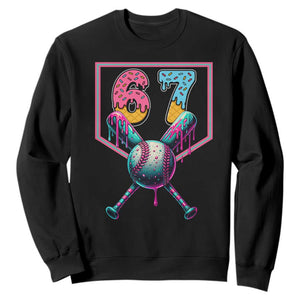 Funny Six Seven Baseball Drip Sweatshirt Number 67 Meme Drippy Bats TS02 Black Print Your Wear