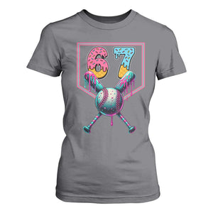 Funny Six Seven Baseball Drip T Shirt For Women Number 67 Meme Drippy Bats TS02 Charcoal Print Your Wear