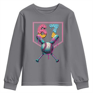 Funny Six Seven Baseball Drip Youth Sweatshirt Number 67 Meme Drippy Bats TS02 Charcoal Print Your Wear