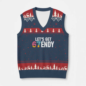 Funny Six Seven 67 V-Neck Knit Sweater Vest Lets Get Sendy 6 7 Meme Icecream TS02 Navy Red Print Your Wear