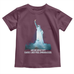 Statue of Liberty Ghost Toddler T Shirt Are We Great Yet Cause I Just Feel Embarrased TS02 Maroon Print Your Wear