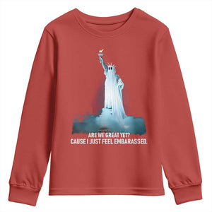 Statue of Liberty Ghost Youth Sweatshirt Are We Great Yet Cause I Just Feel Embarrased - Print Your Wear