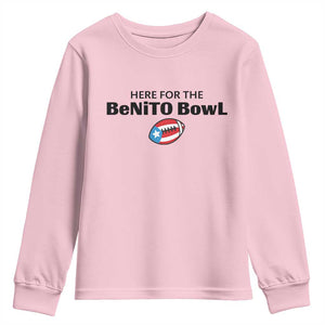 Here For The Benito Bowl Youth Sweatshirt Funny Puerto Rican Football Party Celebration TS02 Light Pink Print Your Wear