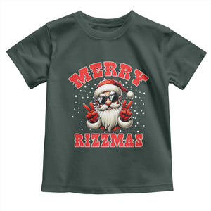 Funny Santa Rizz Christmas Toddler T Shirt Merry Rizzmas Claus Funny Xmas TS02 Dark Forest Green Print Your Wear