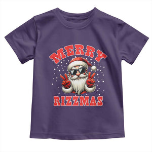 Funny Santa Rizz Christmas Toddler T Shirt Merry Rizzmas Claus Funny Xmas TS02 Purple Print Your Wear