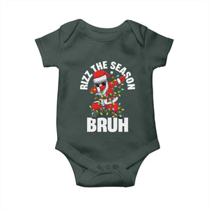 Funny Dabbing Santa Rizz Christmas Baby Onesie Rizz The Season Bruh Xmas Lights TS02 Print Your Wear