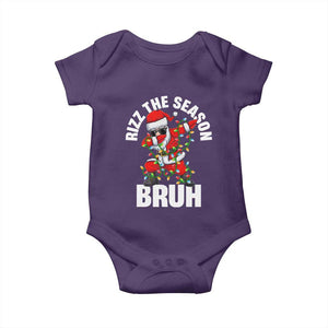 Funny Dabbing Santa Rizz Christmas Baby Onesie Rizz The Season Bruh Xmas Lights TS02 Purple Print Your Wear
