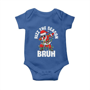 Funny Dabbing Santa Rizz Christmas Baby Onesie Rizz The Season Bruh Xmas Lights TS02 Royal Blue Print Your Wear