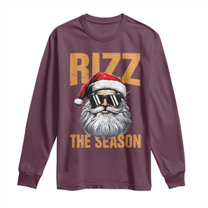 Funny Santa Rizz Christmas Long Sleeve Shirt Rizz The Season TS02 Maroon Print Your Wear
