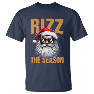 Funny Santa Rizz Christmas T Shirt Rizz The Season TS02 Navy Print Your Wear